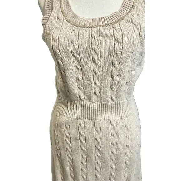 Athleta Womans Medium Cable Knit Sweater Dress Classic Retro Casual Academia - Picture 4 of 10